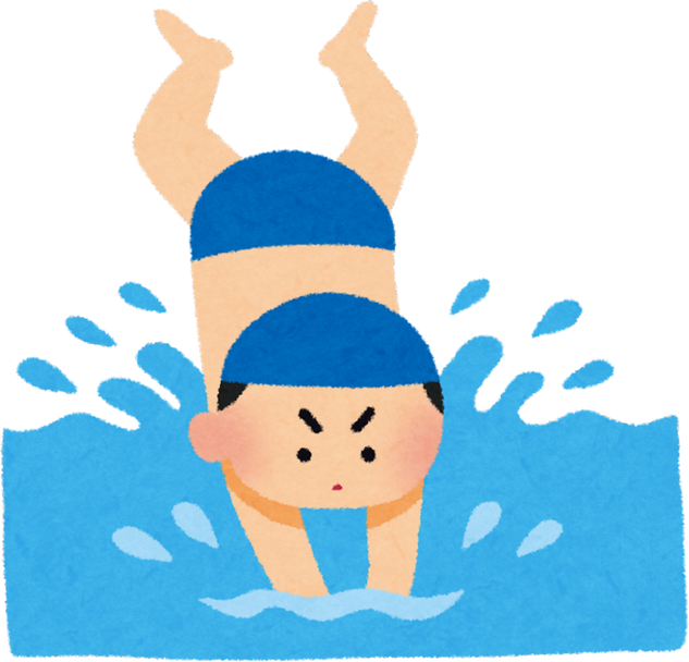 Illustration of a Boy Diving into Water